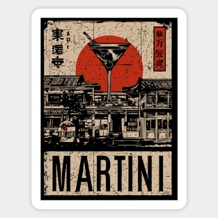 Vintage Martini Glass Japanese Style Poster Sticker
